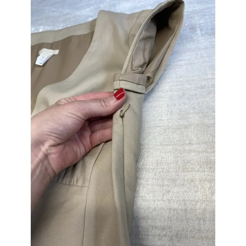 J.CREW Dress Womens 0 Tan Cotton Stretch Cap Sleeve V-Neck Suiting Career Mini